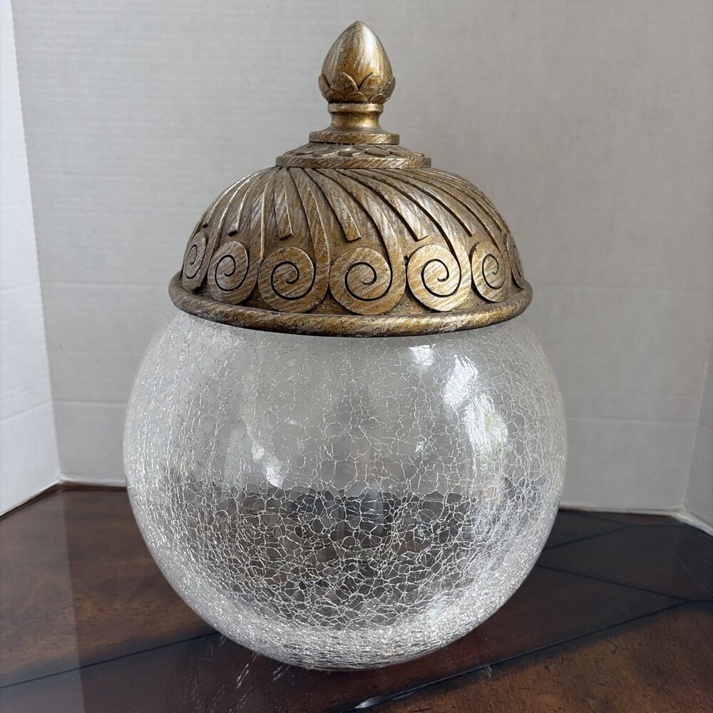 Vintage Blenko? Large Crackle Clear Glass Rose Bowl 10" LID